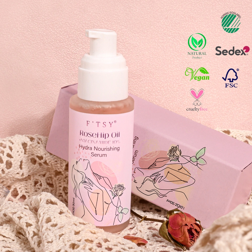 Custom Logo Moisturizing Brightening Natural Extract Skin-Friendly Rose Hydrating Face Oil Facial Serum