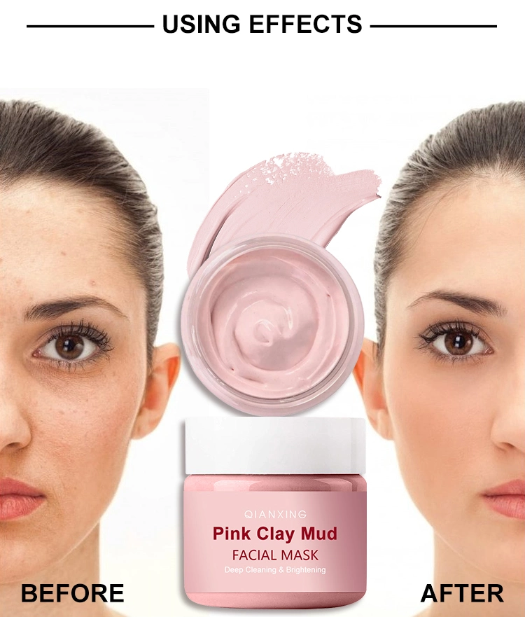 New Design Deep Cleansing Whitening Brightening Pink Clay Mud Facial Mask