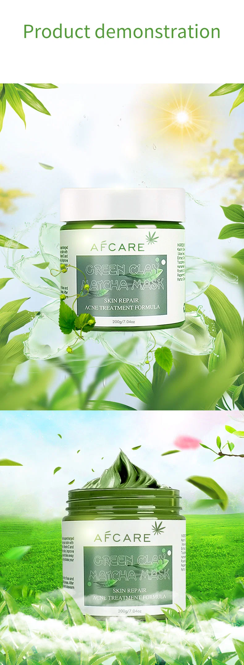 Private Label Moisturizing Whitening Bentonite Green Tea Matcha Mud Facial Clay Mask Natural Facial Mask Men