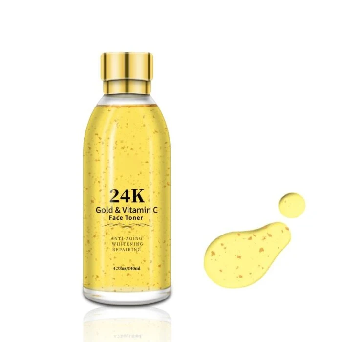 24K Gold Deep Repair Soothing Oil Control Anti Acne Facial Skin Hyaluronic Acid Moisturizing Brightening Shrinking Pore Vitamin C Whitening Face Toner