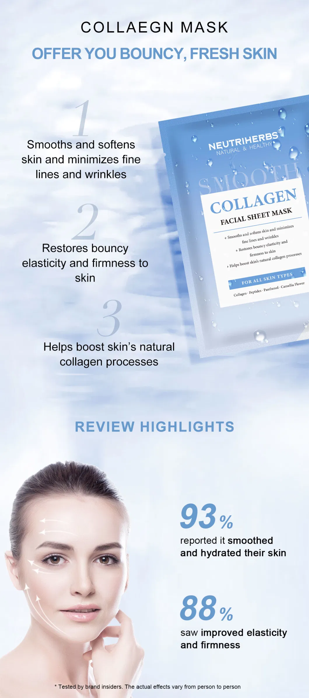 Custom label Facial Care Sheet Collagen Moisturizing Mask