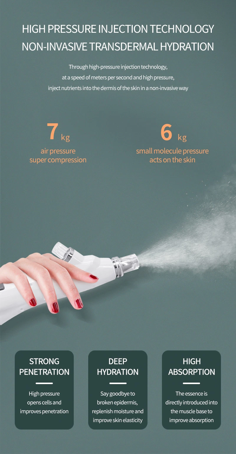 2024 Latest New High Pressure Cleaner Jet Water Light Mesotherapy Gun Bbface Small Molecules Skin Moisturizer Mhydrometer