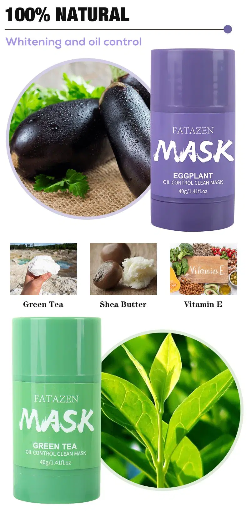 Organic Eggplant Anti-Aging Stick Deep Pore Cleansing Moisturizing Brightening Facial Cream