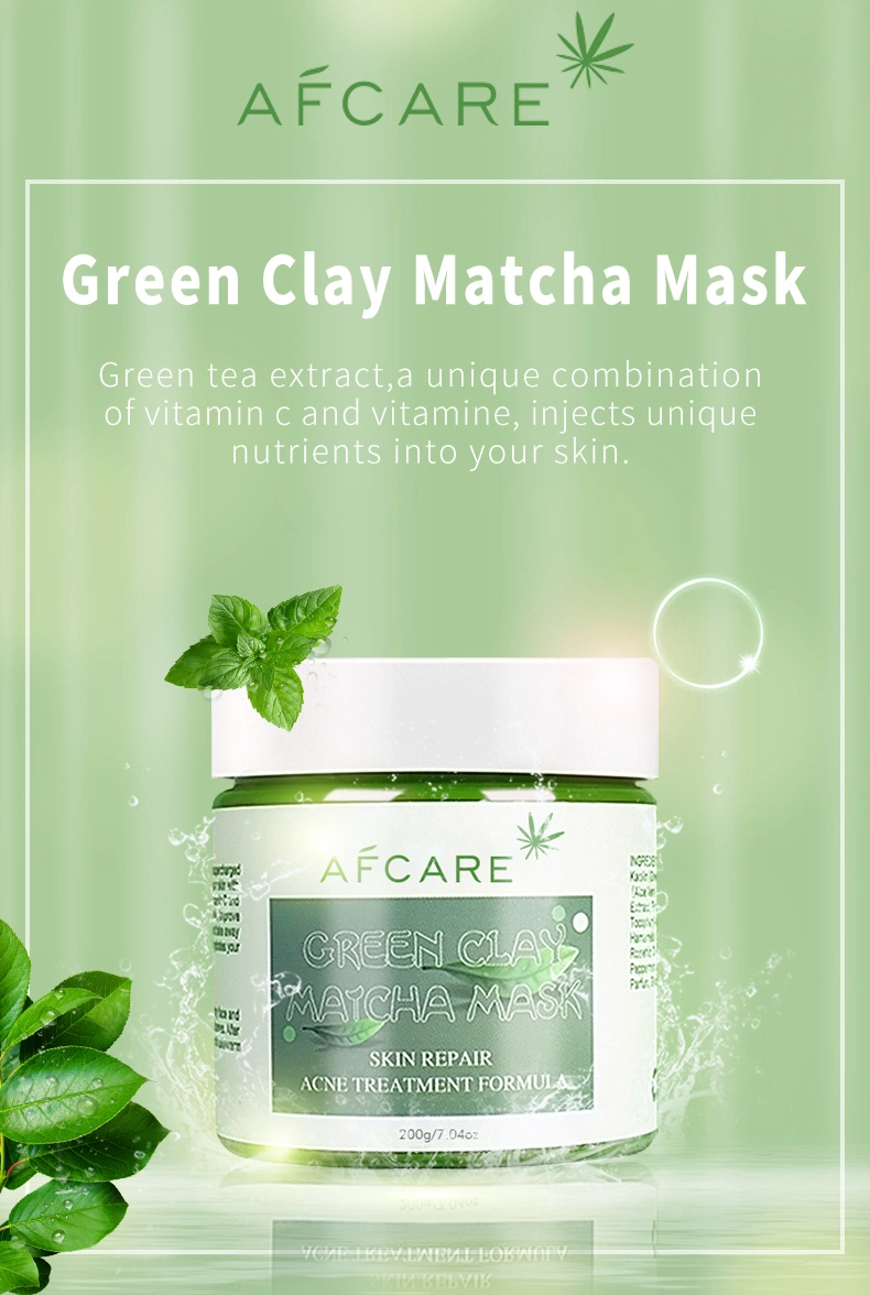 Private Label Moisturizing Whitening Bentonite Green Tea Matcha Mud Facial Clay Mask Natural Facial Mask Men