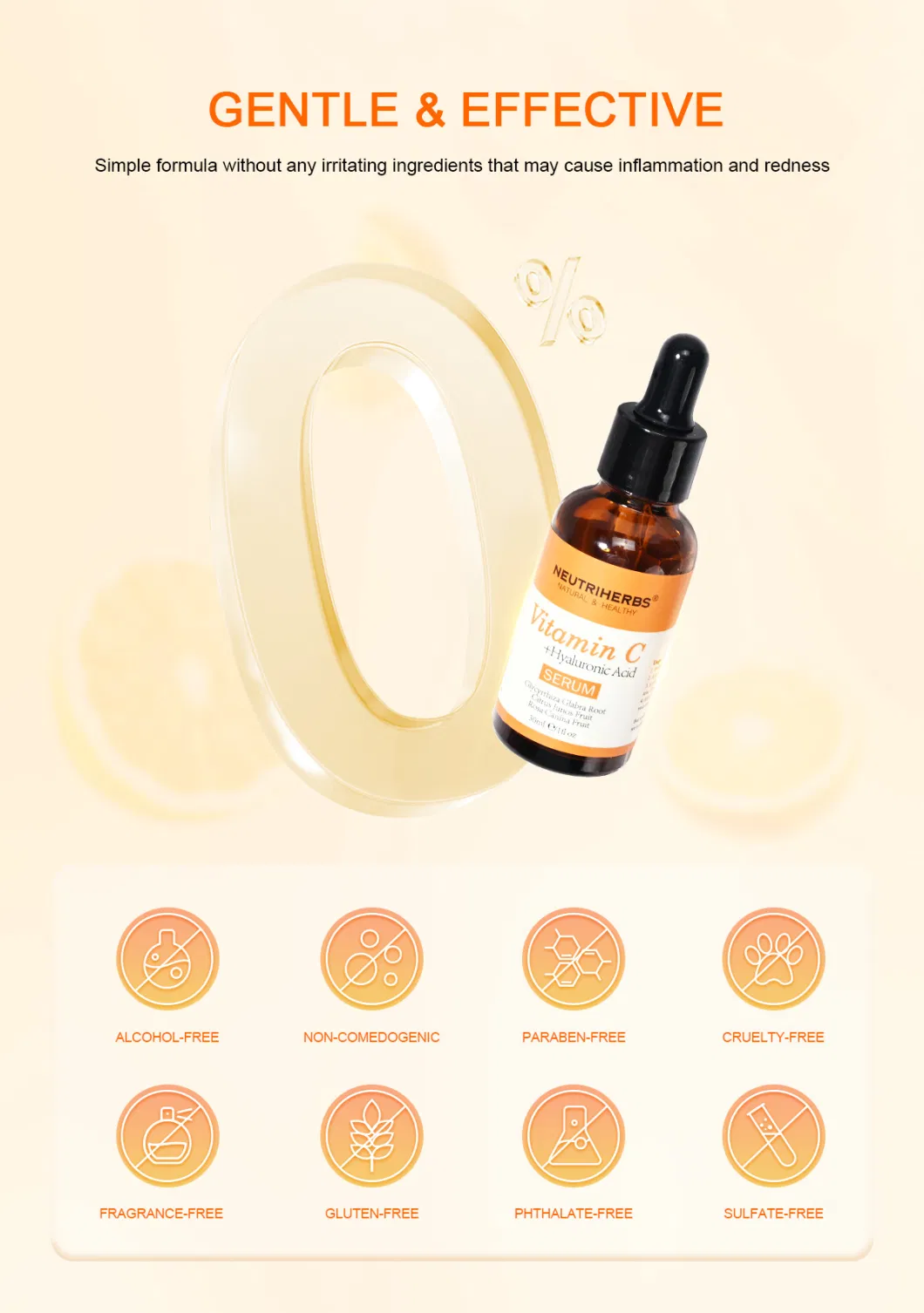 Natural Orange 15% Vc Anti Aging Moisturzing for Oil Skin Brightening Facial Serum