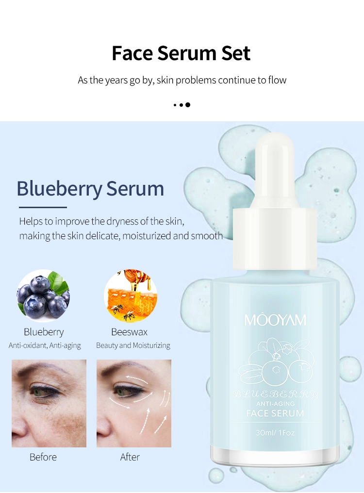 Skin Care Blueberry Avocado Watermelon Strawberry Fruit Facial Serum Set Glowing Moisturizing Anti-Aging Whitening Face Serum