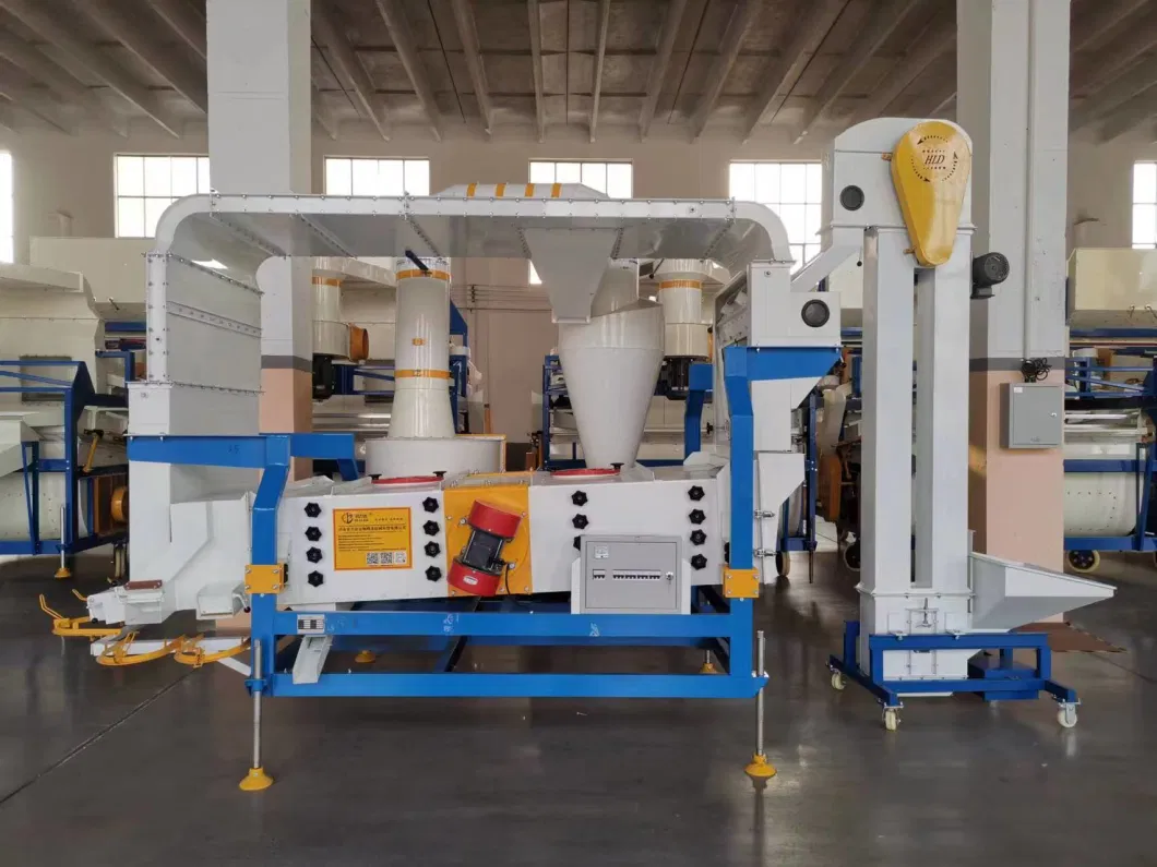 Helida Paddy Cleaner Pea Chickpeas Sorting Machine Soybean Beans Separator 8t/H Double Air Screen Seed Cleaner and Grader