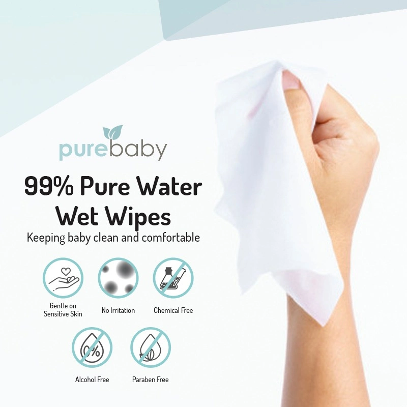 Disposable Cotton Biodegradable Organic Sensitive Baby Facial Water Wet Wipes