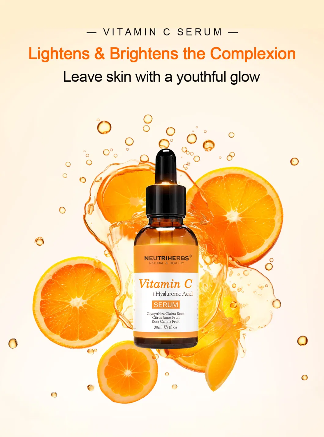 Natural Orange 15% Vc Anti Aging Moisturzing for Oil Skin Brightening Facial Serum