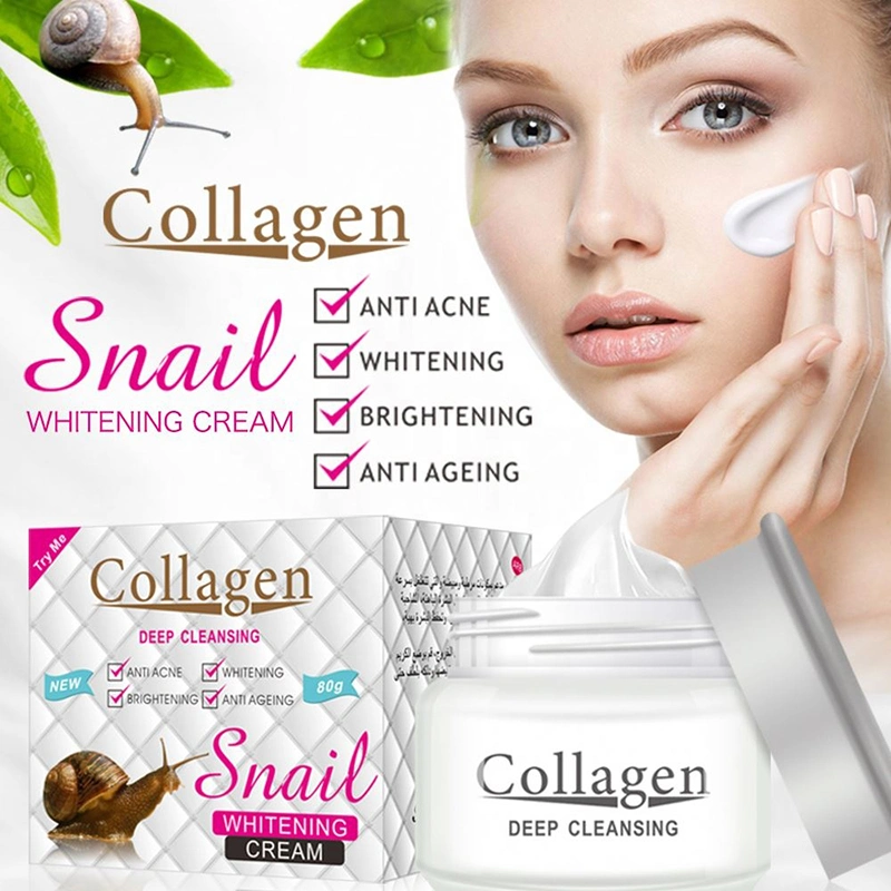 Private Label Natural Organic Anti Aging Wrinkle Whitening Deep Cleansing Skin Repair Collagen Snail Face Cream