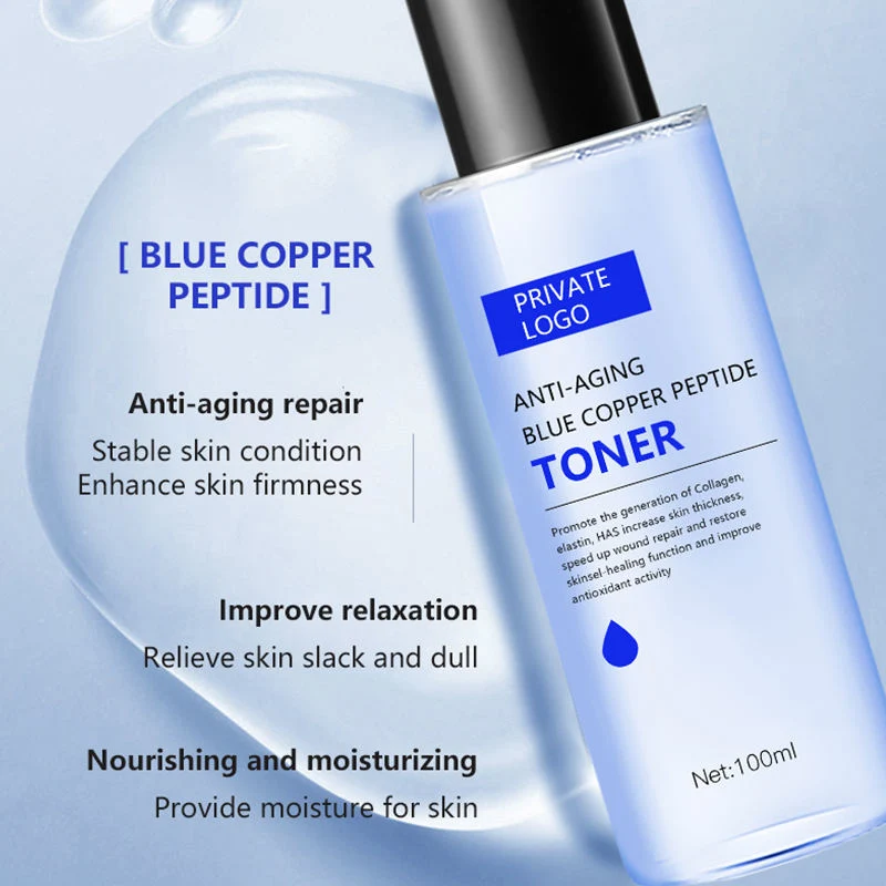 OEM/ODM 100ml Natural Anti Aging Anti Wrinkle Makeup Water Moisturizing Nourishing Blue Copper Peptide Face Skin Toner