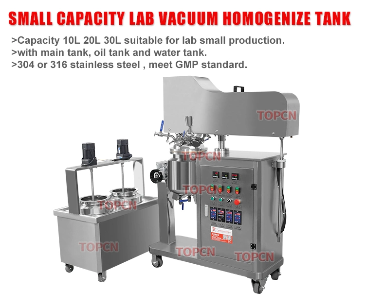 Mini Capacity Vacuum Hydraulic Lifting Laboratory Mixer Emulsifier Machine