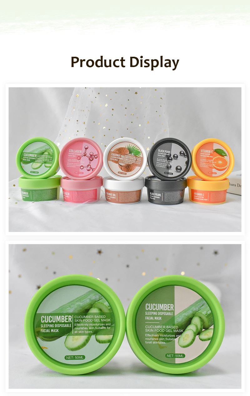 Private Label Natural Vegan Moisturizing Smoothing Beauty Facial Cream Mask Skin Care Cream Cucumber Glow Sleeping Mask