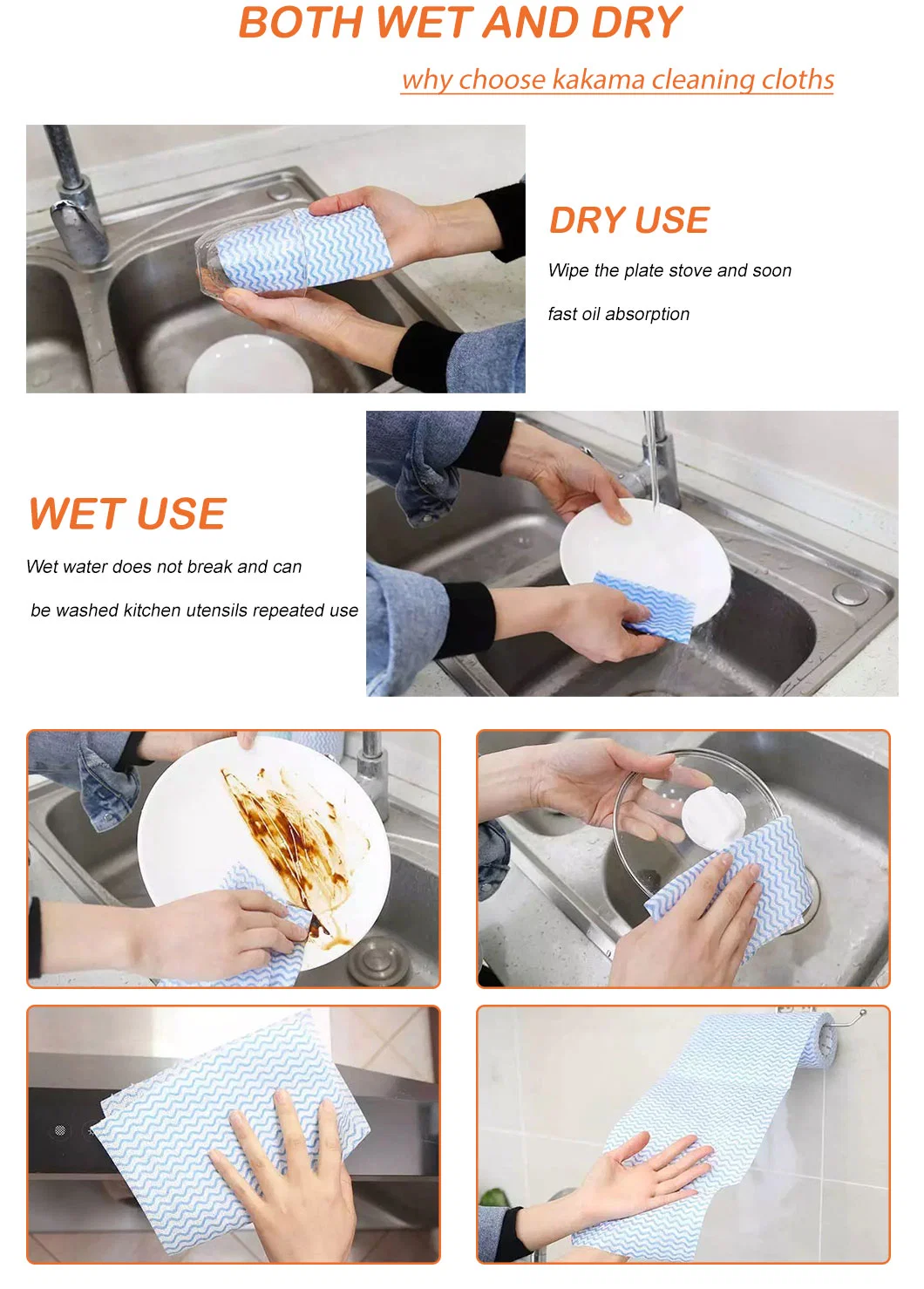 Wholesale Disposable Oil-Absorbent Cleaning Cloth Household Kitchen Washable Dish Washing Cloths Multi-Color Food Safety Dry Wipes