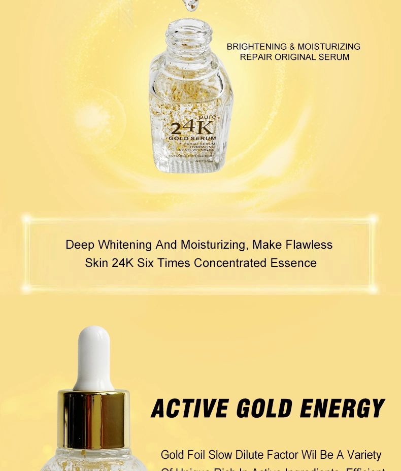 Wholesale 24K Gold Serum Private Label Organic Pure Gold Whitening Glow Anti Wrinkle Acne Aging Repair 24K Gold Face Serum