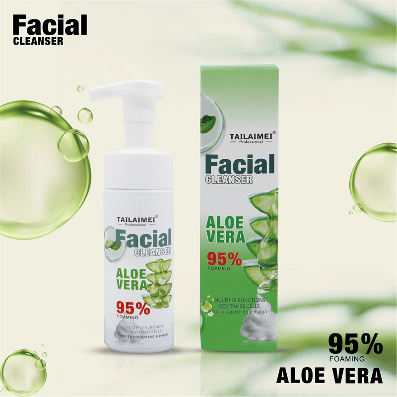 Tlm 95% Foam Aloe Vera Facial Cleanser Skin Care Face Deep Cleansing Makeup Remover Oil Control Foaming Facial Cleanser