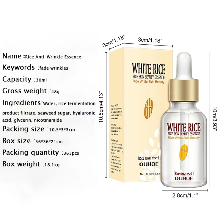 Organic Whitening Liquid Facial Serum Brightening Rice Skin Serum Anti Aging Hydrating White Rice Face Serum