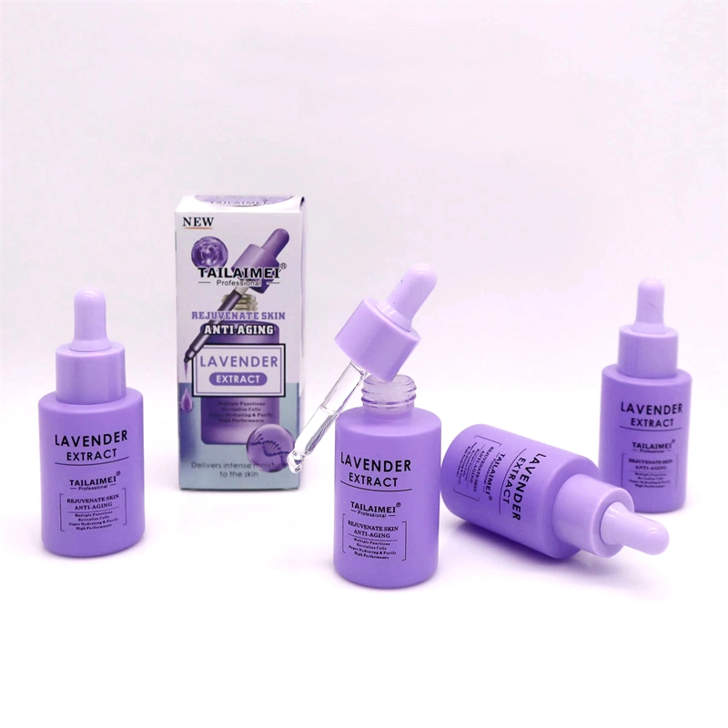 Custom Logo Lavender Extract Anti-Aging Serum Natural Organic Hydrating Revitalize Skin Rejuvenation Face Care Brightening Serum