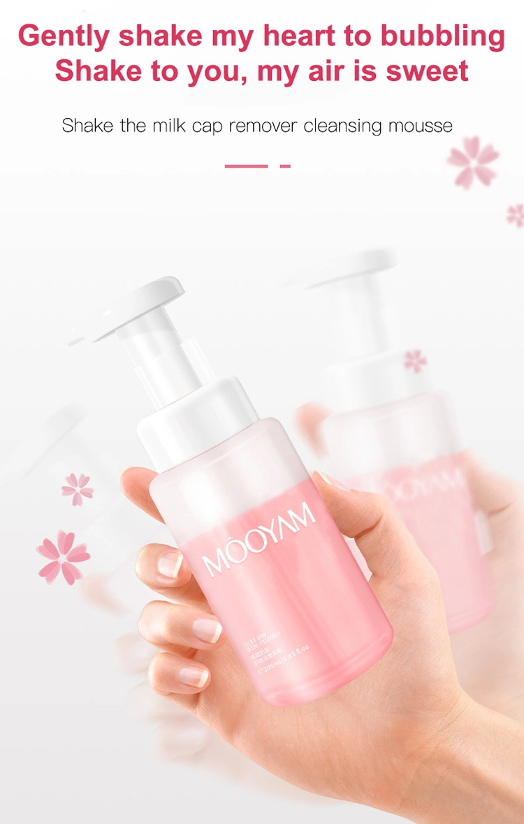 OEM Wholesale 2 in 1 Sakura Milk Cover Face Wash Makeup Remover Anti Acne Deep Cleansing Foam Facial Cleanser