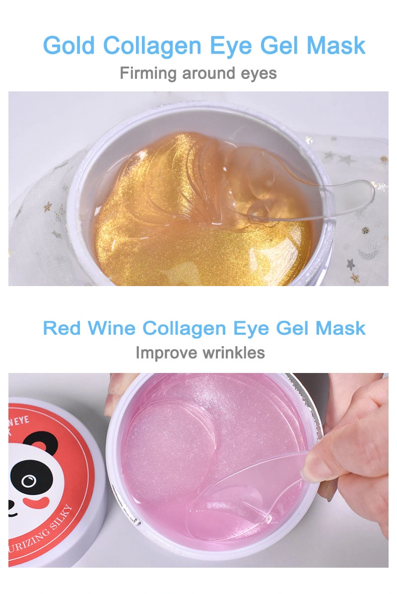 Organic Golden Collagen Wholesale Pink Hyaluronic Acid Under Eye Pad Shiny Crystal Hydrogel Patch Gel Mask