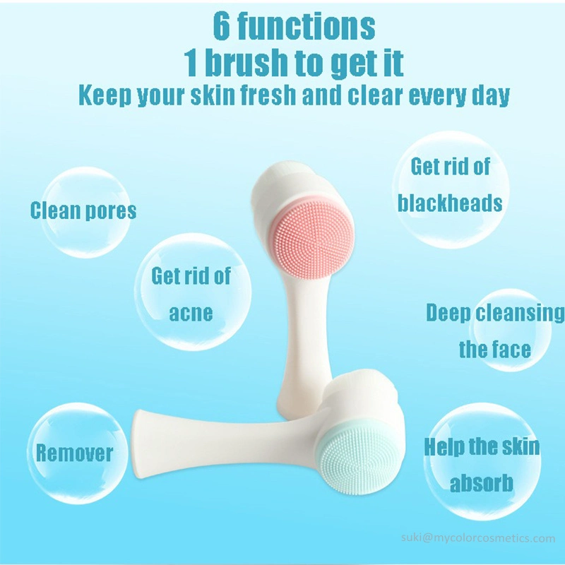 Facial Massager Brush Silicone Double-Sided Face Cleansing Brush with Jade Roller Skin Care Vibration Facial Massage Set