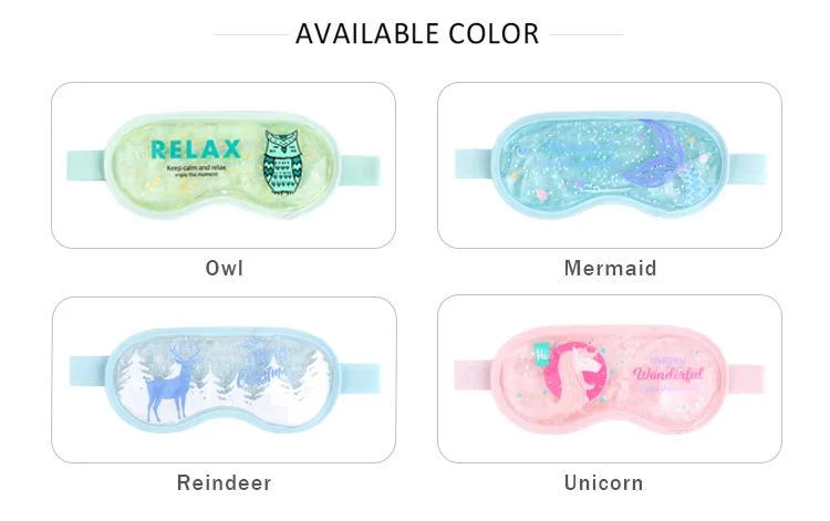 Colorful Printed Fancy Design High Quality Kids Cooling Glitter Gel Sleep Eye Mask