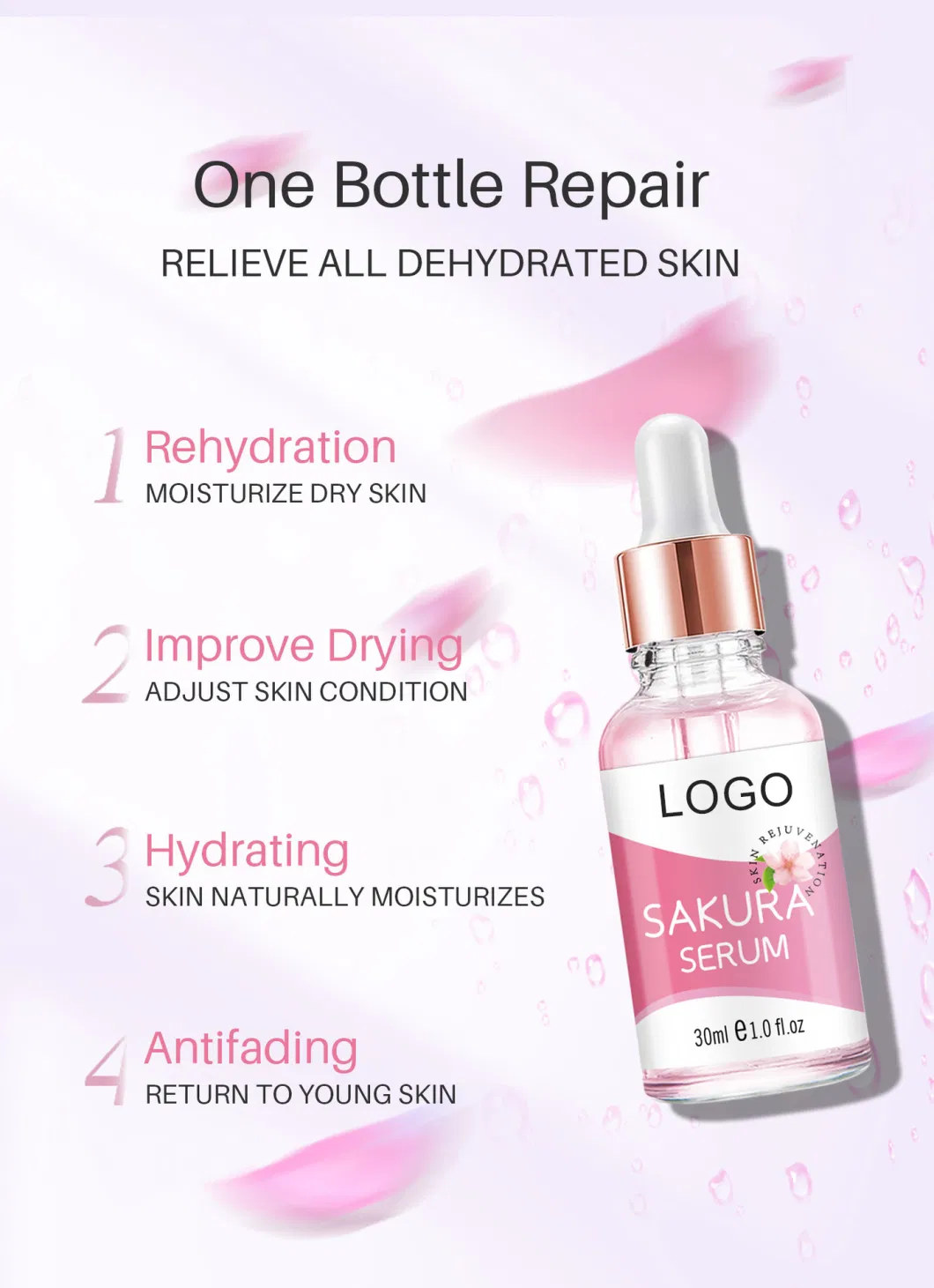 Beauty Cosmetics Skin Care Moisturizing Repairing Brightening Shrink Pores Cherry Blossom Serum