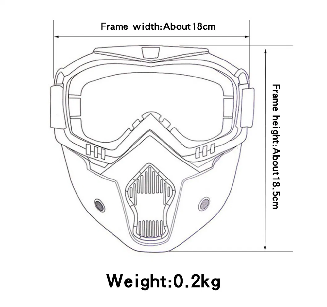 Fashion Goggle Mask Motorcycle, Goggle Mask for Outdoor, Hotsale Google Mask Detachable