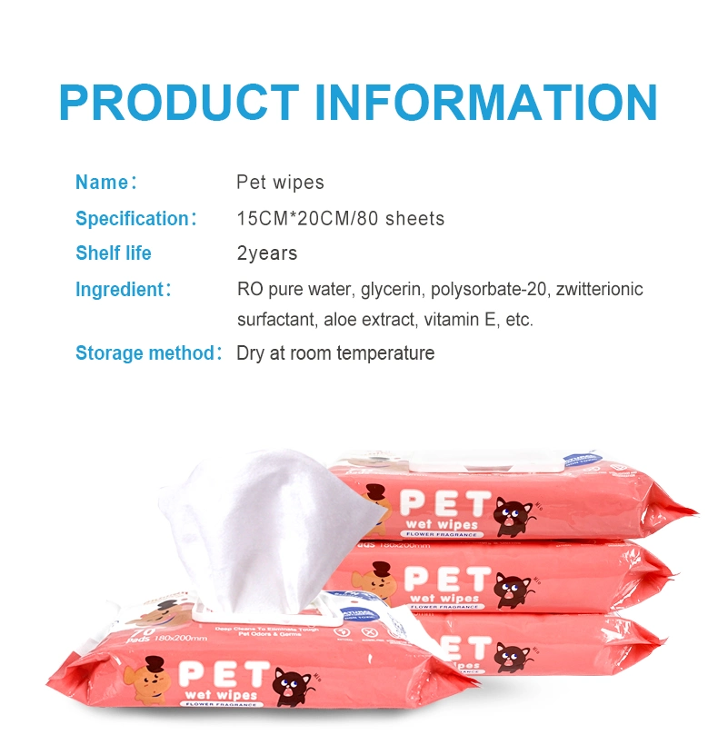 Factory Price OEM for Dogs Cats Puppy Body Face Eyes Ears Paws Cleaning Grooming Biodegradable Organic Pet Wet Wipes