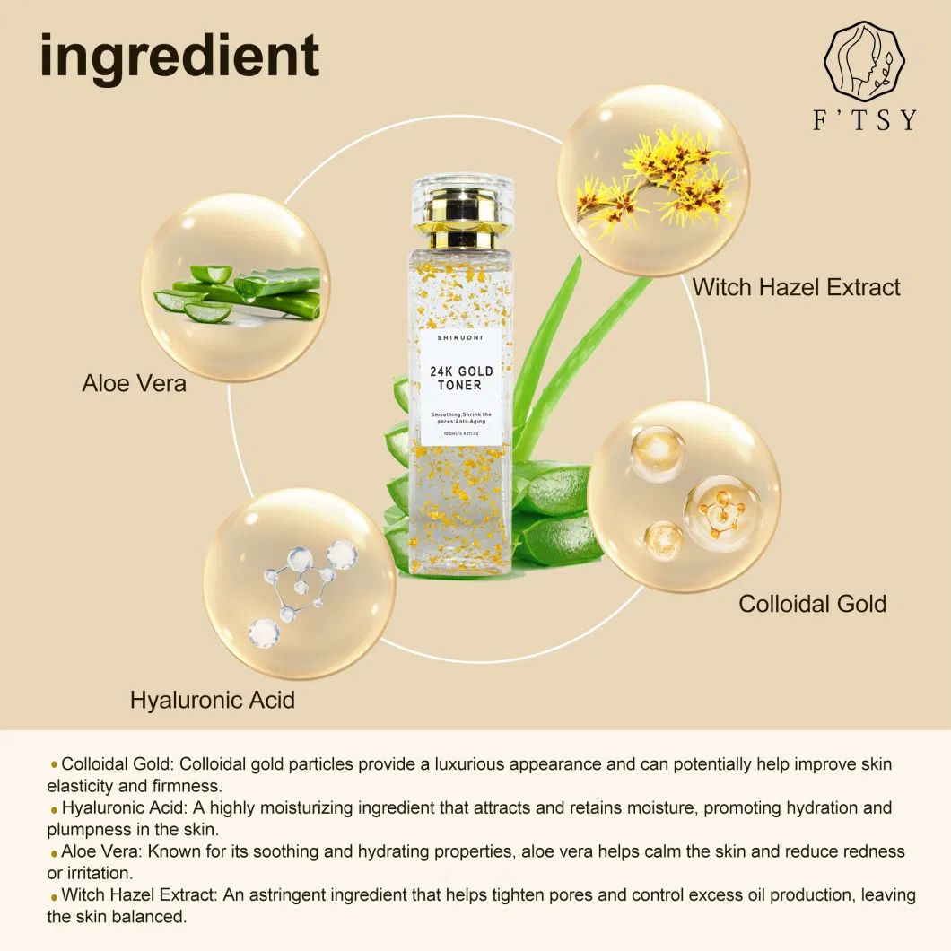 Hot Sell 24K Gold Anti-Aging Face Toner Korean Skin Care Collagen Toner