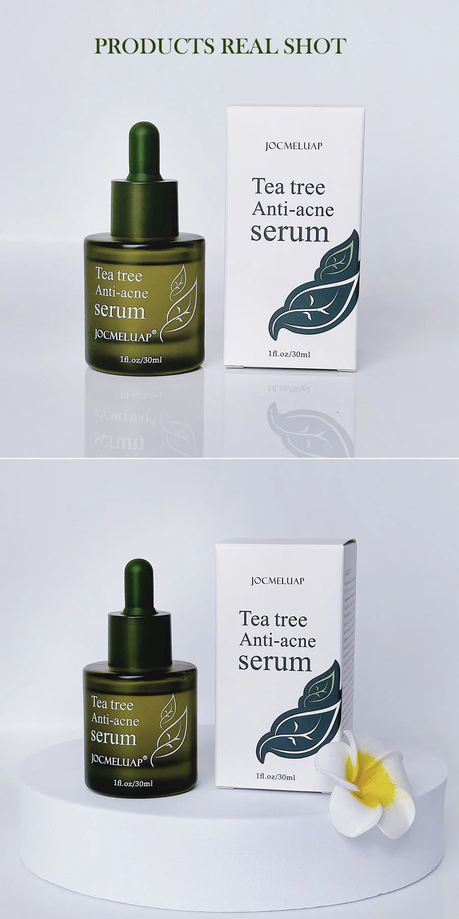 Free Sample Customization Tea Tree Anti Acne Face Skin Care Serum Herbal Plant Anti Aging Moisturizing Whitening Face Serum