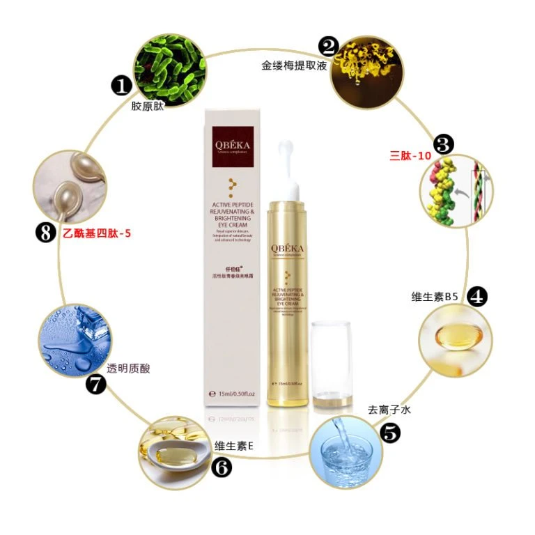 OEM Available Qbeka Active Peptide Rejuvenative Brightening Eye Cream Anti- Wrinkle Dark Circle Remover