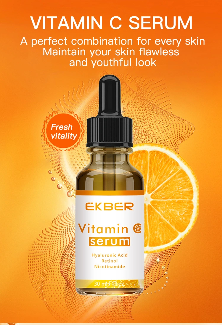 Customized Logo Vitamin C Facial Serum Whitening Brightening 20% Pure Liquid for Skin Hydrating Serum