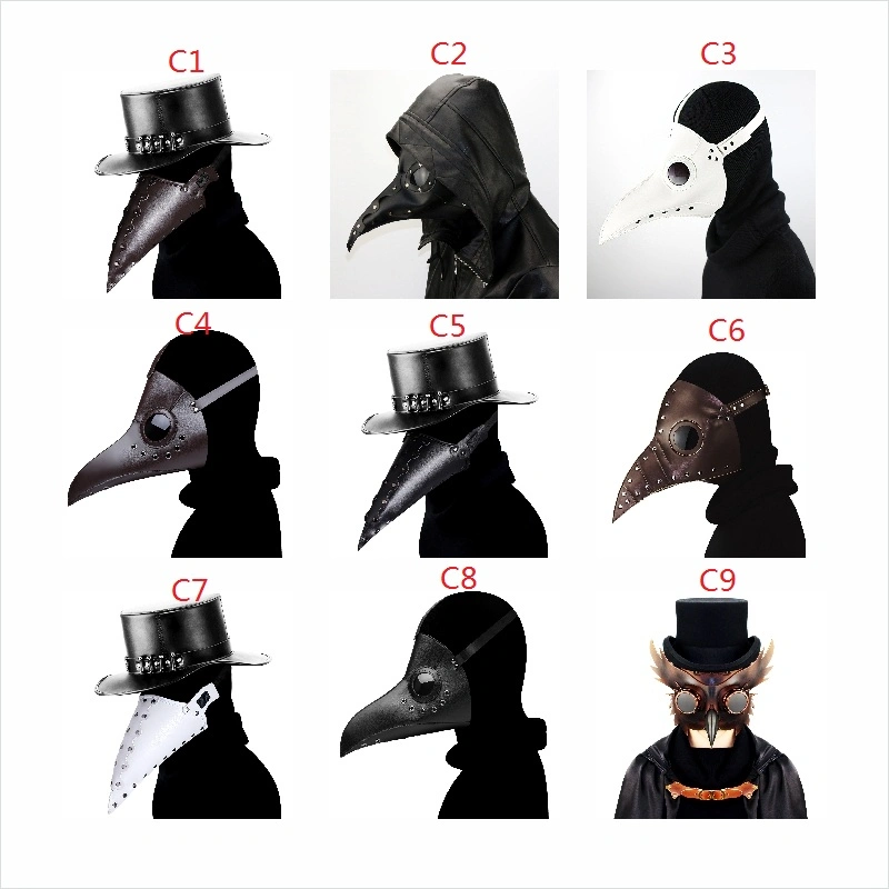 Sh2436 Black Masquerade &amp; Funny Steampunk Plague Doctor Masks Wholesale Adult Face Party Maske Bulk Custom Halloween Mask