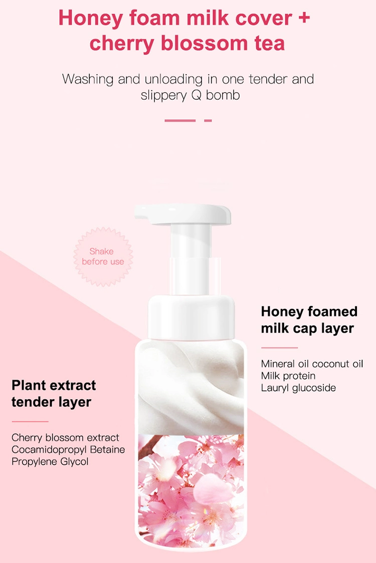 OEM Wholesale 2 in 1 Sakura Milk Cover Face Wash Makeup Remover Anti Acne Deep Cleansing Foam Facial Cleanser