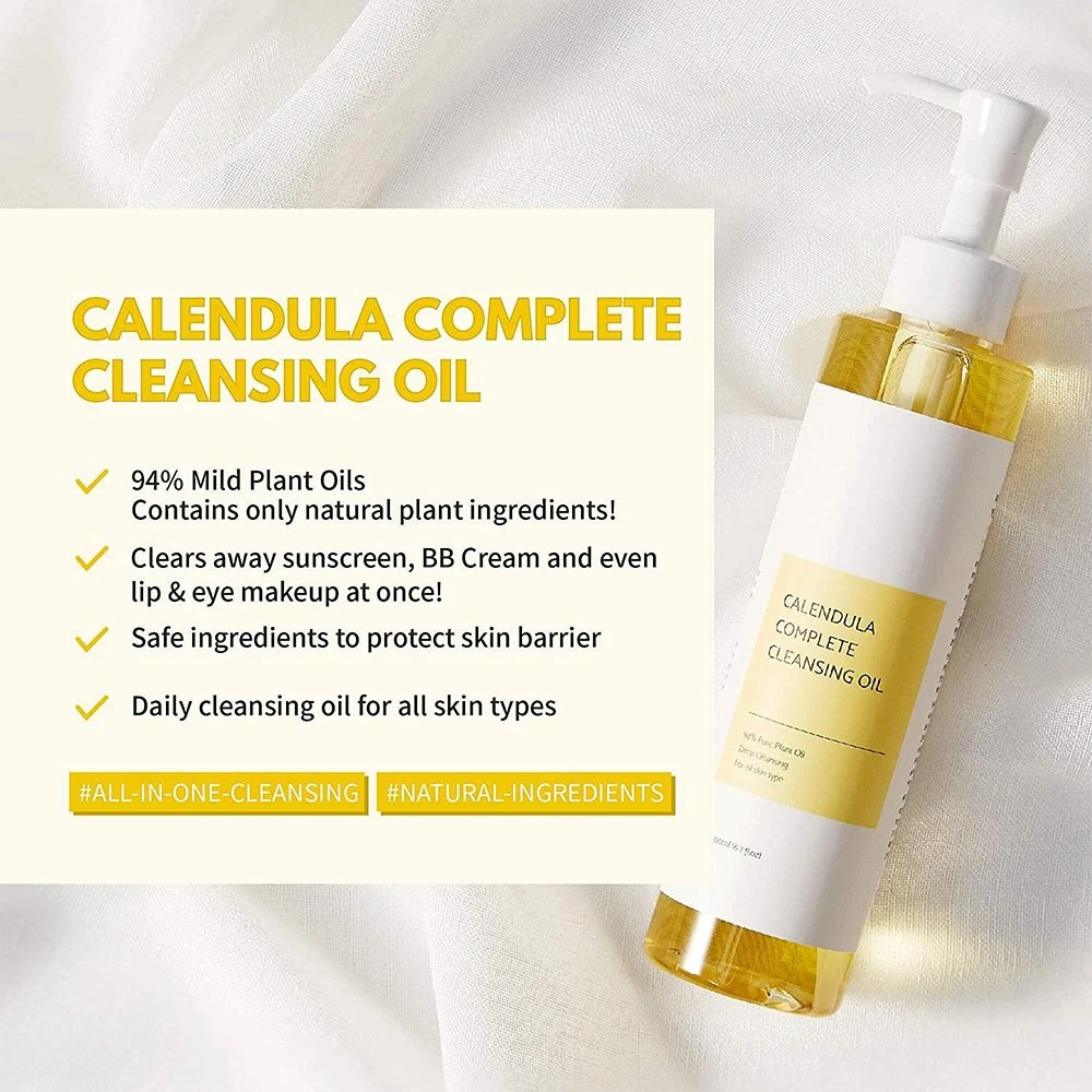 Korean Skincare Calendula Jojoba Oil Infused Vegan Cleansing Oil Gentle Blackhead Melting Makeup Remover Facial Cleanser