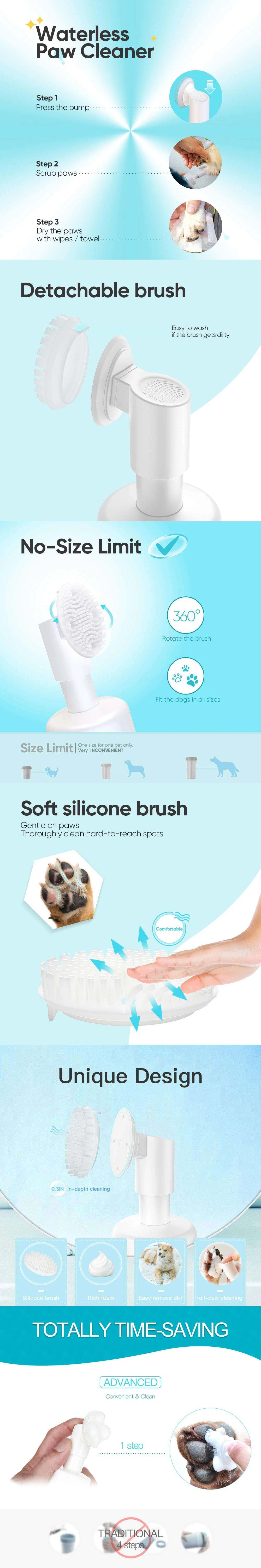 Wholesale Customization Portable Wash Free Pet Paw Care Foam Shampoo All-Around Paw Cleaning 100% Natural Pet Paw Cleaner