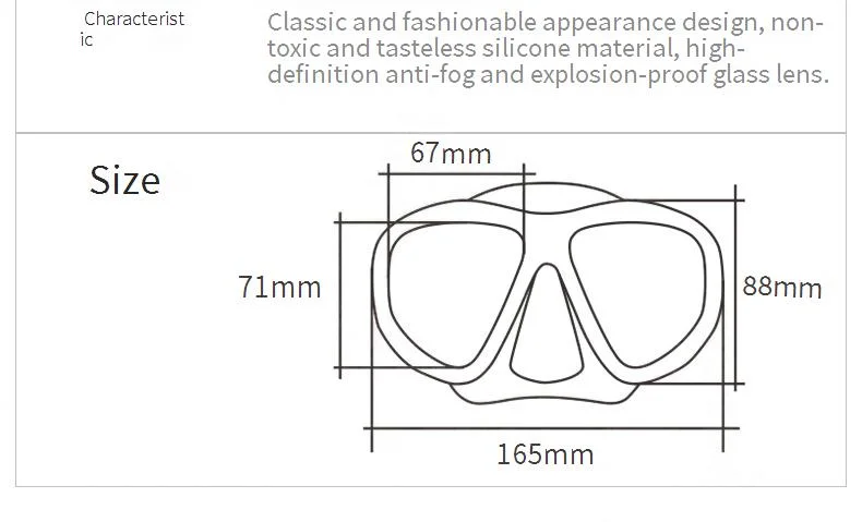 Gloffie Detachable Pieces Myopia Lens 100%Silicone Diving Masks