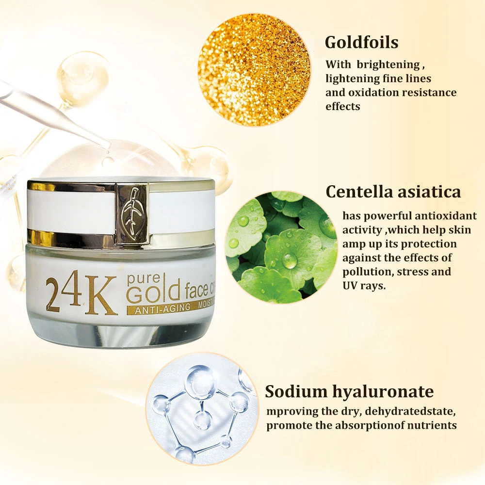 Wholesale OEM/ODM 24K Gold Brightening Lightening Rejuvenating Skincare Anti-Aging Face Cream