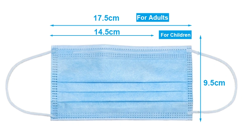 White Color En14683 Disposable 3 Layer Standard Non Woven Earloop Surgical Face Mask for Medical Use