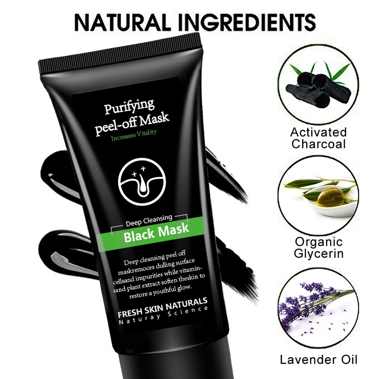 Private Label Charcoal Blackhead Remover Peel off Black Mask Deep Cleansing Black Facial Mask