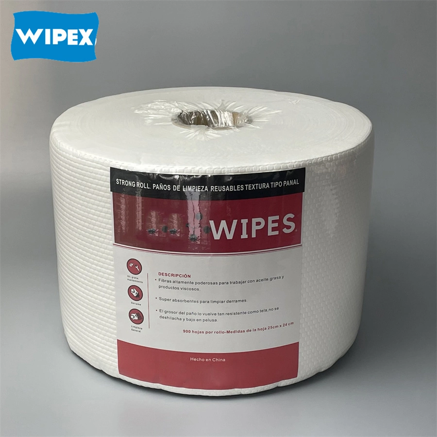 Workshop Disposable Dry Industrial PP Cellulose Degreasing Automotive X80 Heavy Duty Cleaning Jumbo Roll Wipes