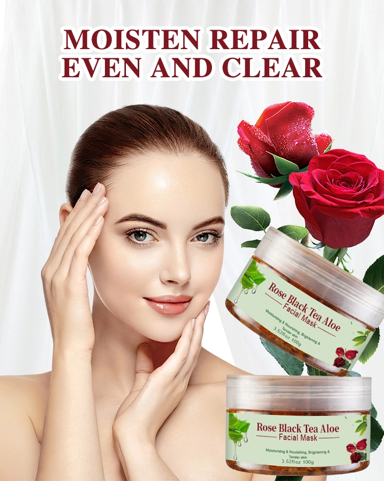 Cosmetic Skin Care Natural Aloe Black Tea Rose Moisturizing Nourishing Brightening Jelly Facial Mask