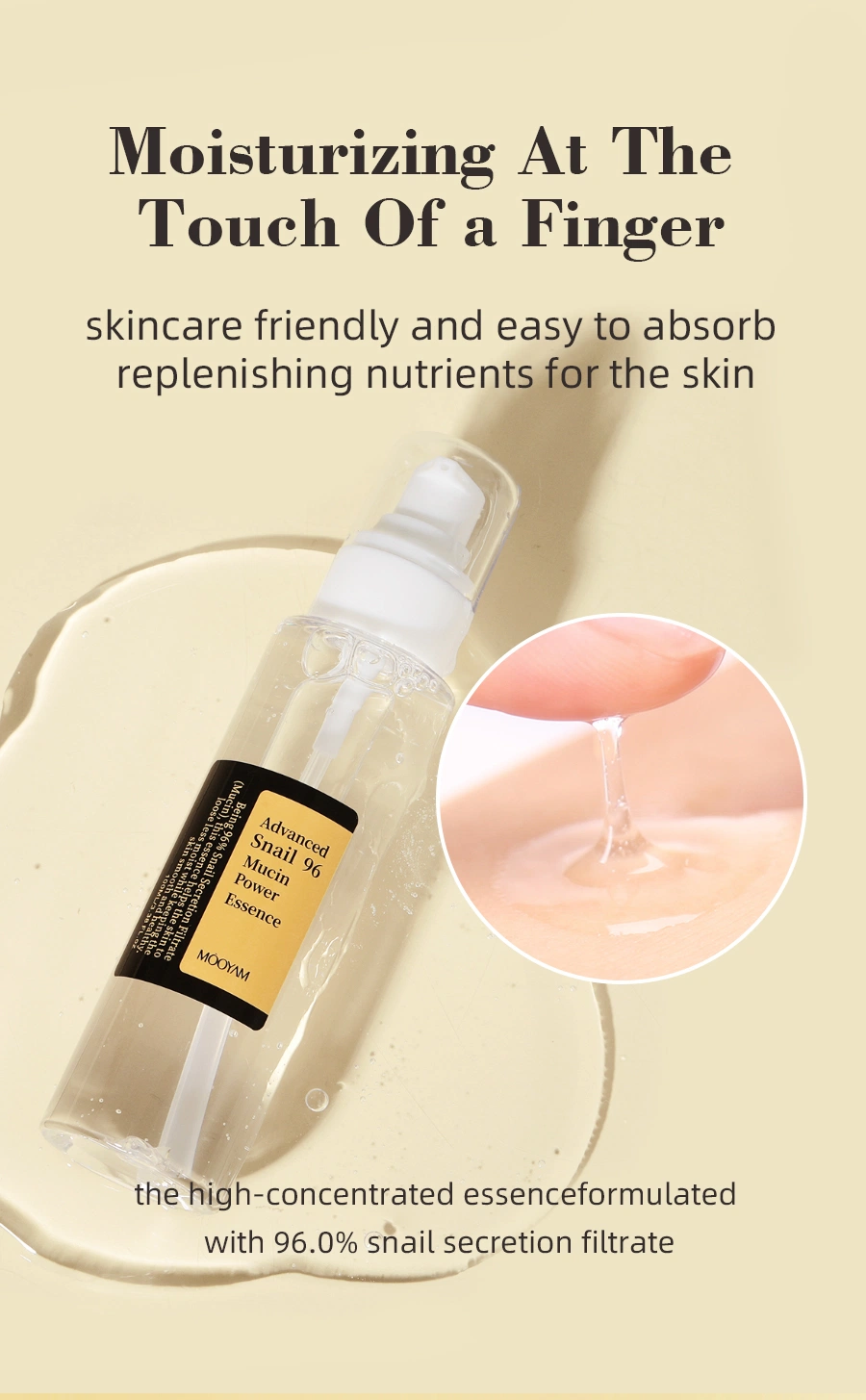 Wholesale Repairing Essence Glowing Skin Improving Skin Elasticity Moisturizing Lightweight Face Snail Essence