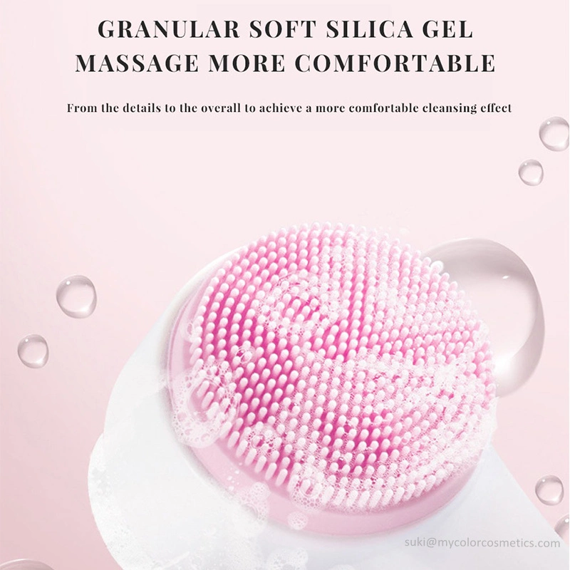 Facial Massager Brush Silicone Double-Sided Face Cleansing Brush with Jade Roller Skin Care Vibration Facial Massage Set