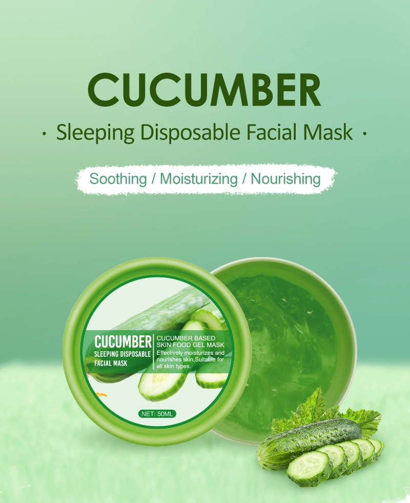 Private Label Natural Vegan Moisturizing Smoothing Beauty Facial Cream Mask Skin Care Cream Cucumber Glow Sleeping Mask