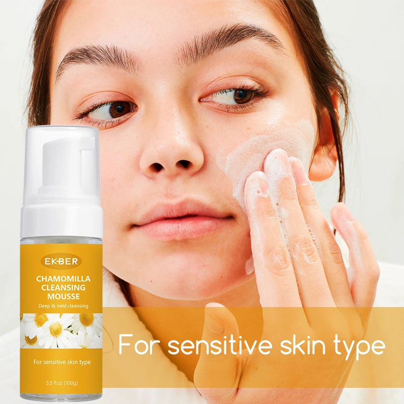 Private Label Exfoliating Cleansing Mousse Foam Plastic Foam Pump Bottle Chamomilla Facial Cleanser Mousse