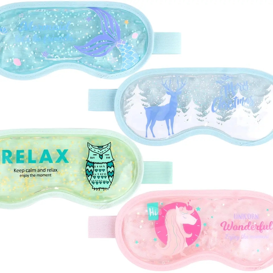 Colorful Printed Fancy Design High Quality Kids Cooling Glitter Gel Sleep Eye Mask