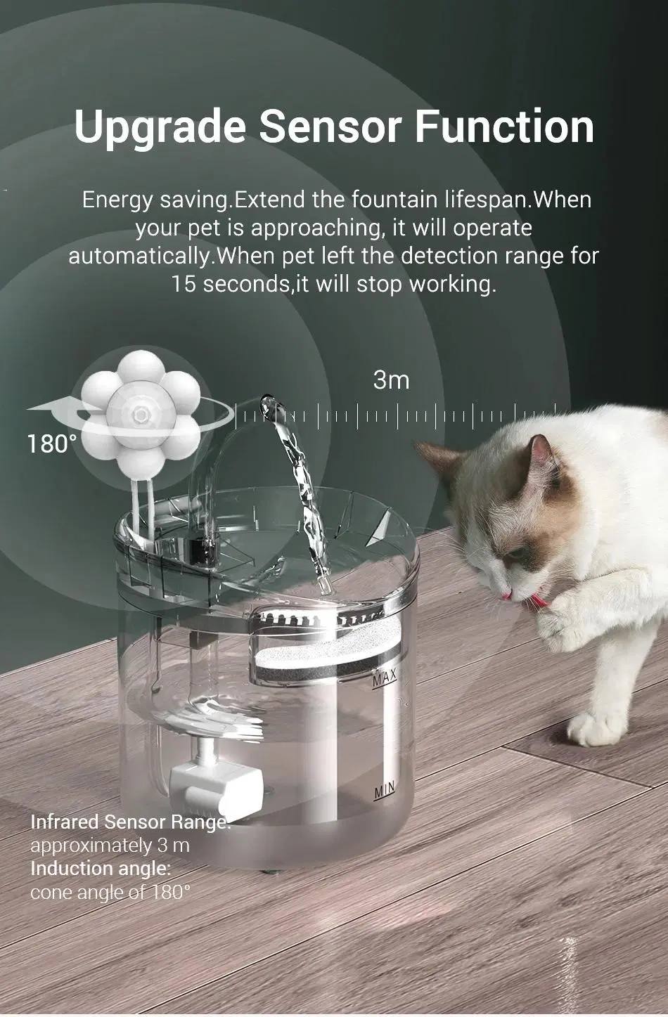 Rechargeable 5V Pet Water Fountain Automatic Cat Smart Pet Water Dispenser with Faucet and Gushing Modes