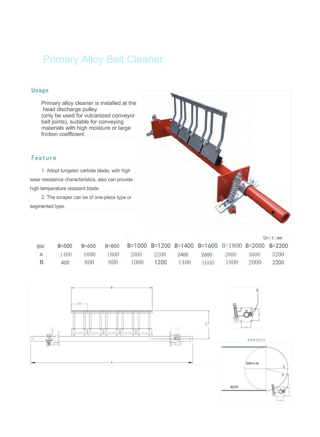 Bw2000 High Quality Heavy Duty Alloy Belt Cleaner